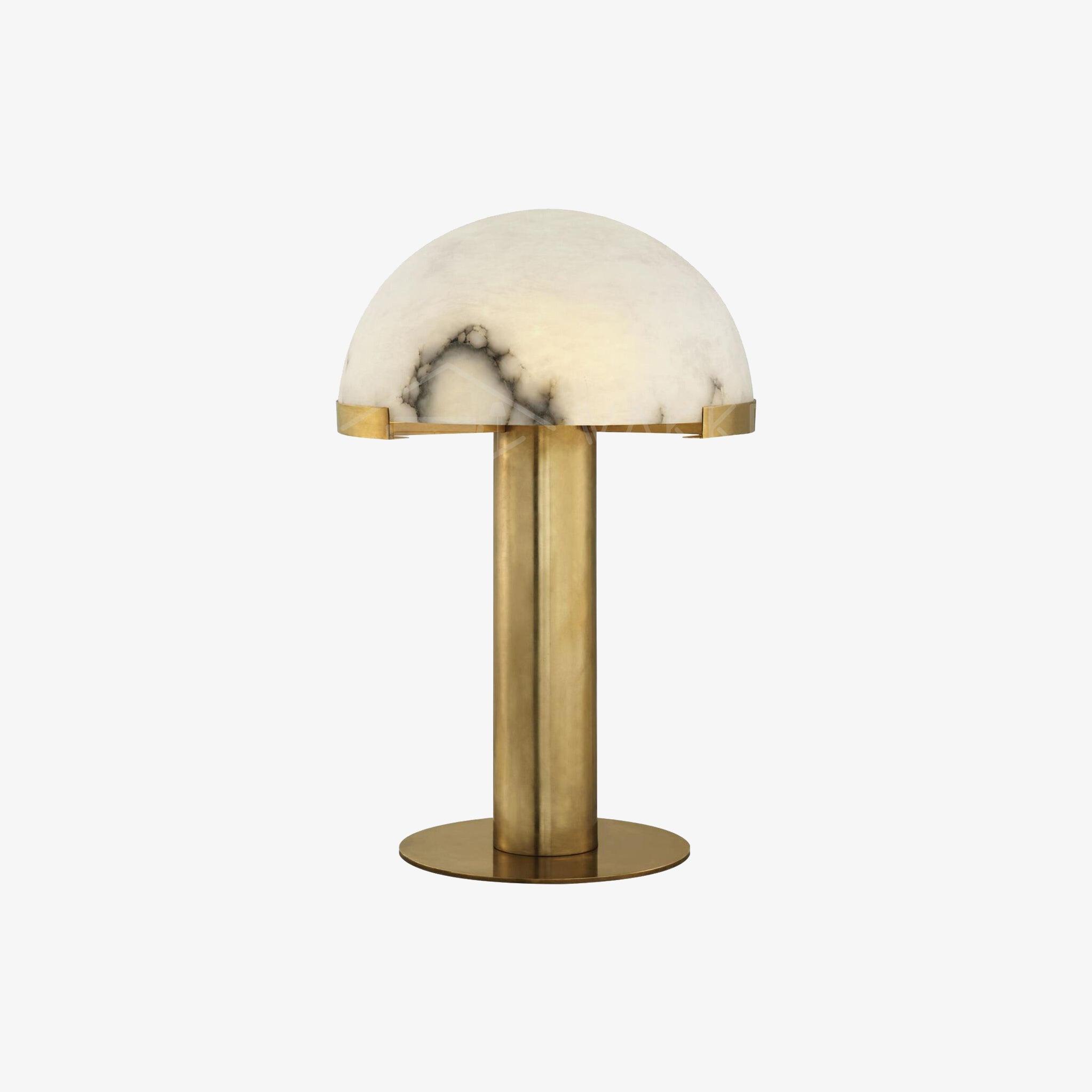 Lampe à poser moderne Grettir en Albâtre Or et blanc verre
