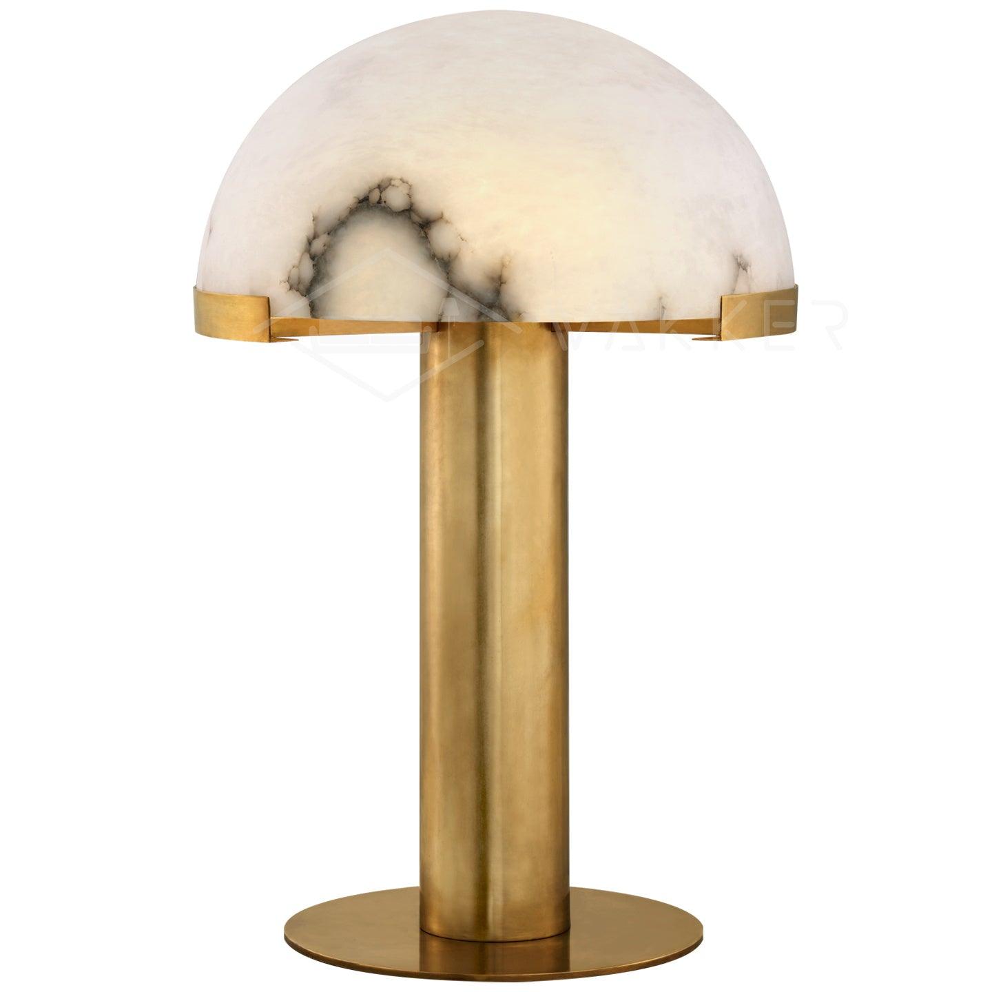Lampe à poser moderne Grettir en Albâtre Or et blanc verre