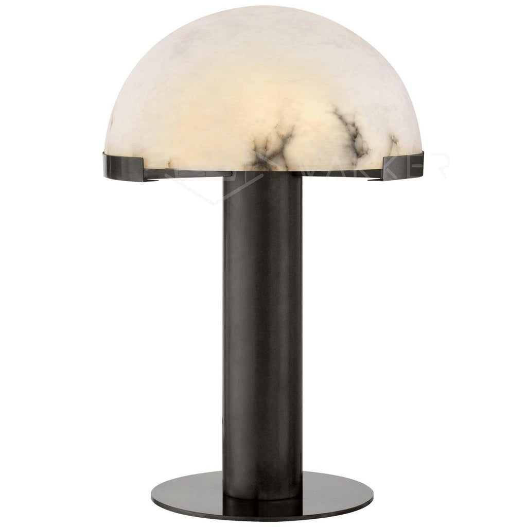 Lampe à poser moderne Grettir en Noir et albâtre blanc