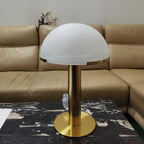 Lampe à poser moderne Grettir en Albâtre Or et blanc verre