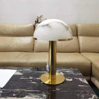 Lampe à poser moderne Grettir en Or et albâtre blanc