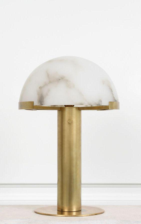 Lampe à poser moderne Grettir en Noir et albâtre blanc