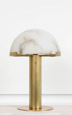 Lampe à poser moderne Grettir en Or et albâtre blanc