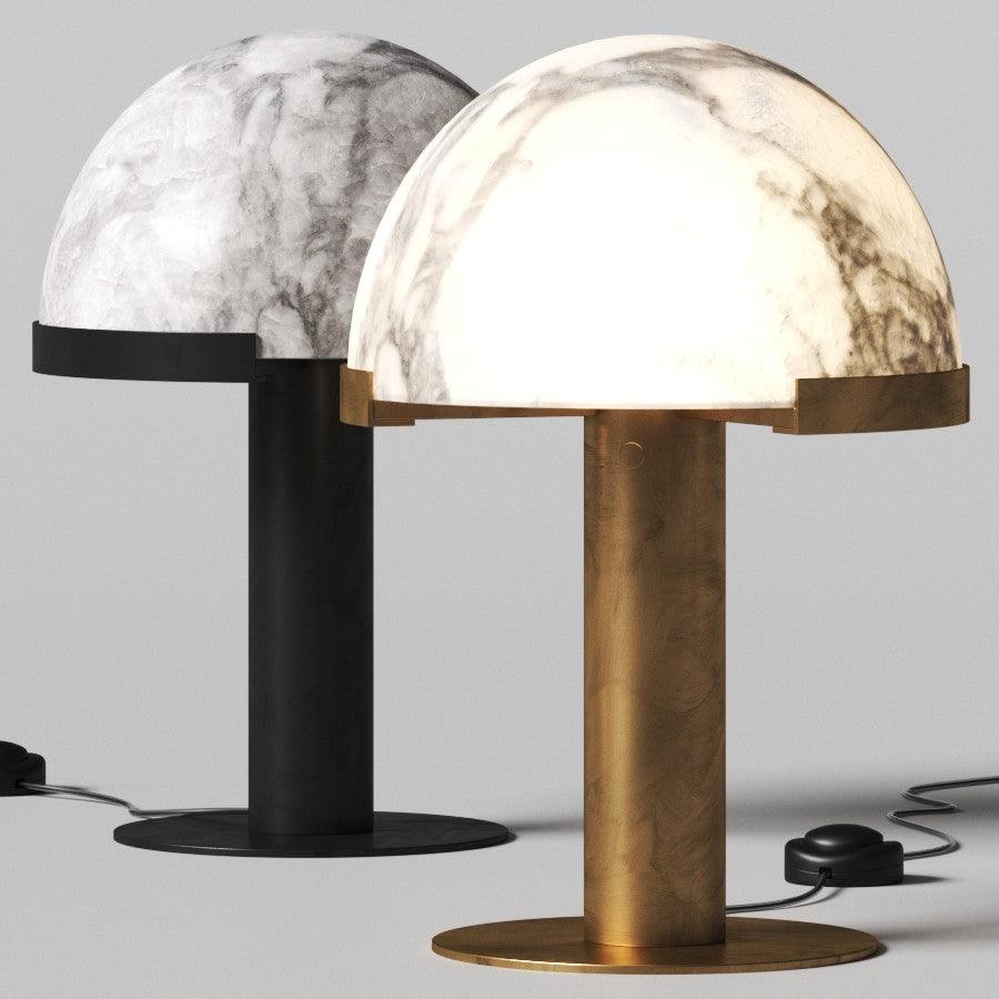 Lampe à poser moderne Grettir en Noir et albâtre blanc