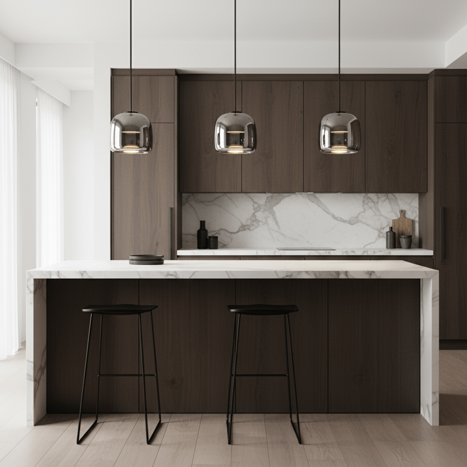 Suspension moderne Earle en verre Noir et fumé gris