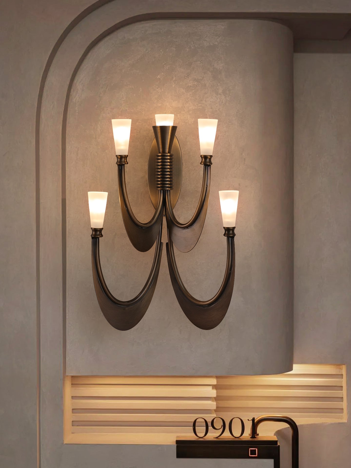 Applique murale moderne Roe en Albâtre Bronze