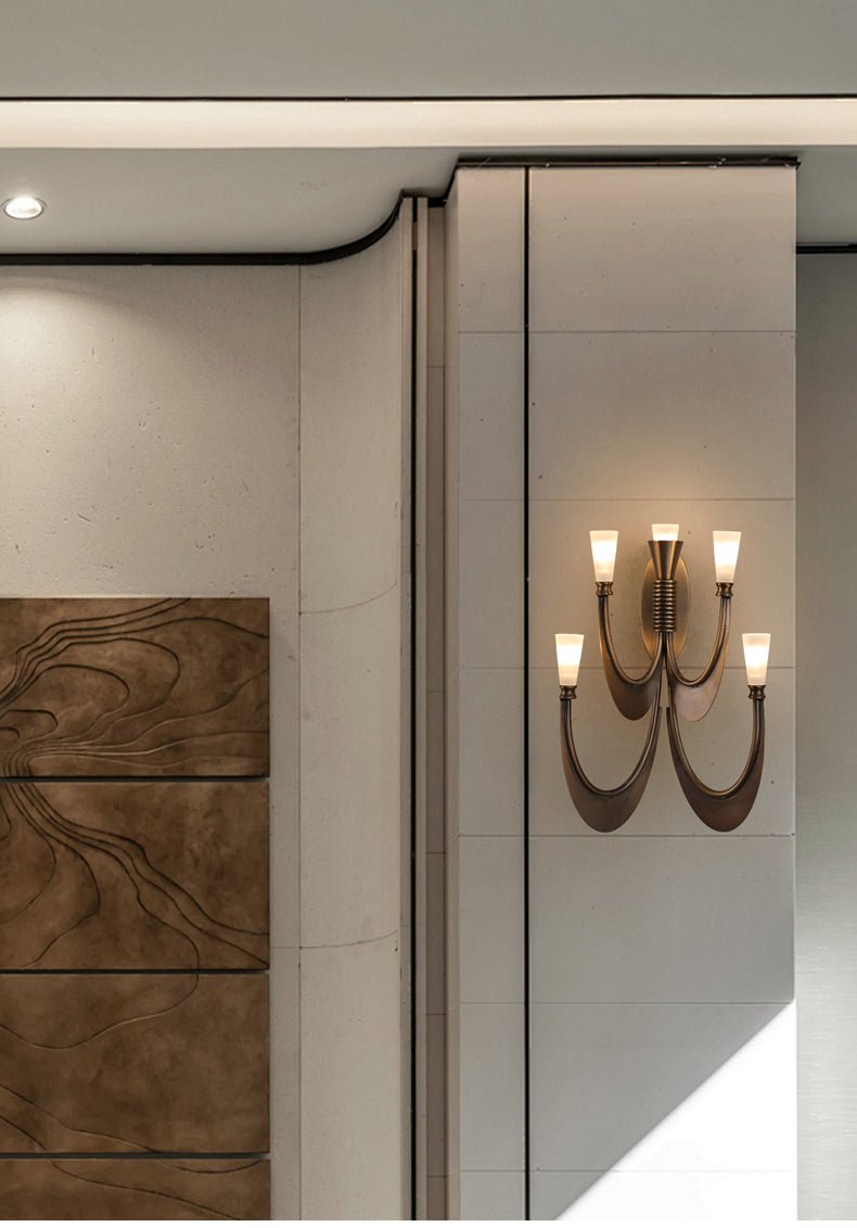 Applique murale moderne Roe en Albâtre Bronze