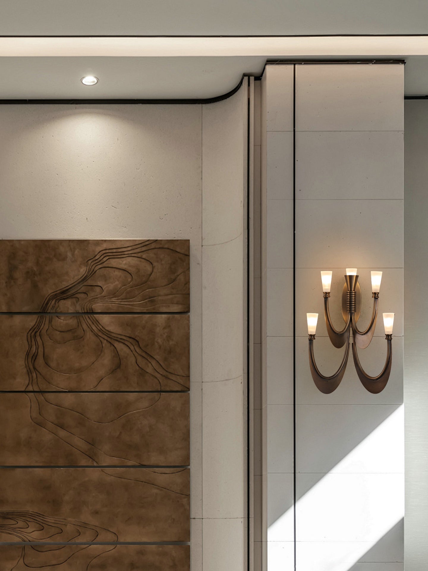 Applique murale moderne Roe en Albâtre Bronze