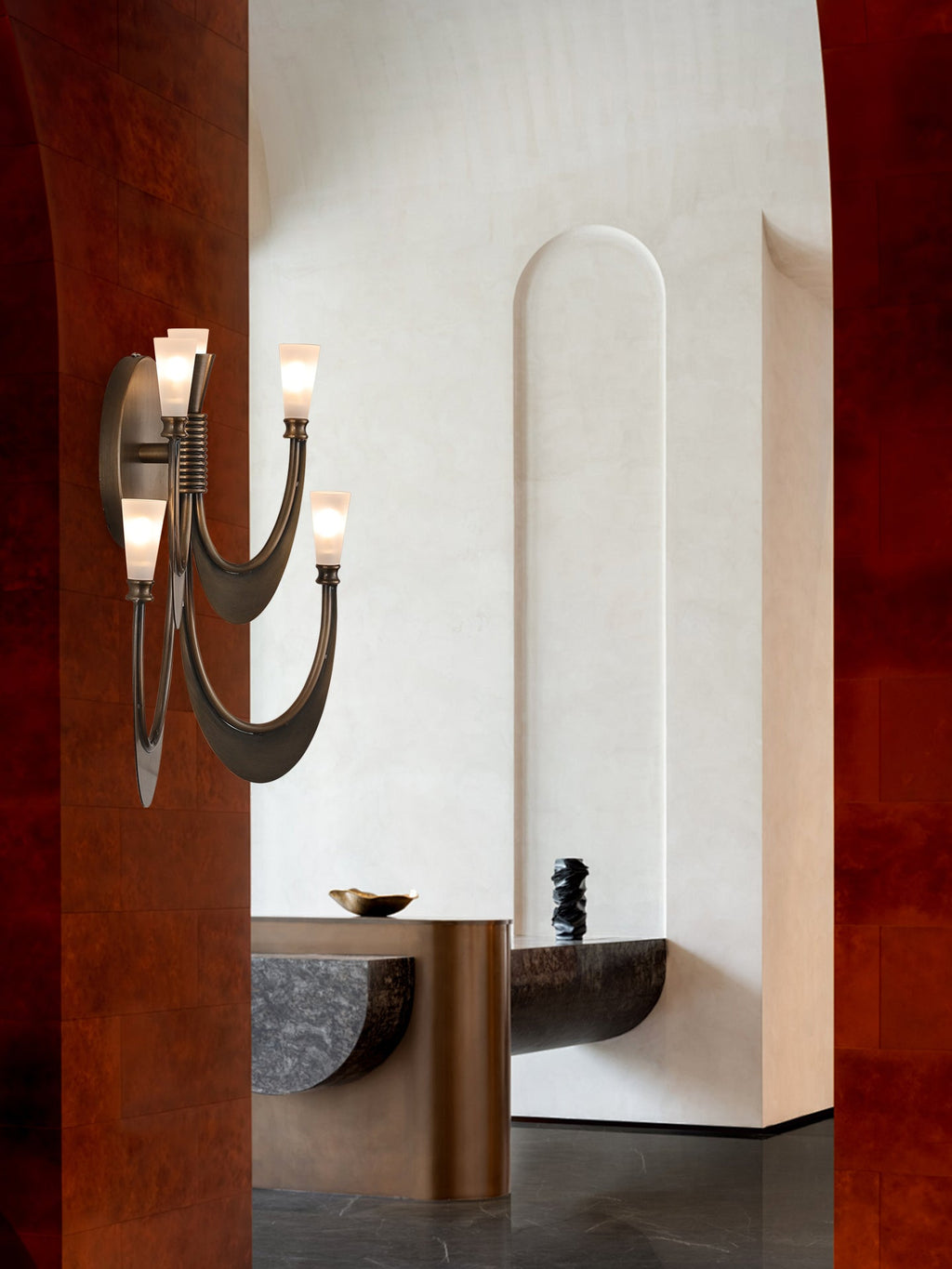 Applique murale moderne Roe en Albâtre Bronze