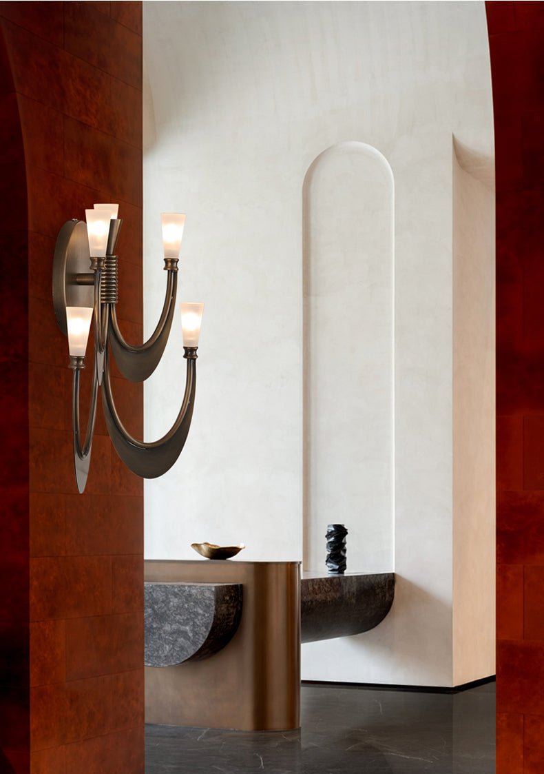 Applique murale moderne Roe en Albâtre Bronze
