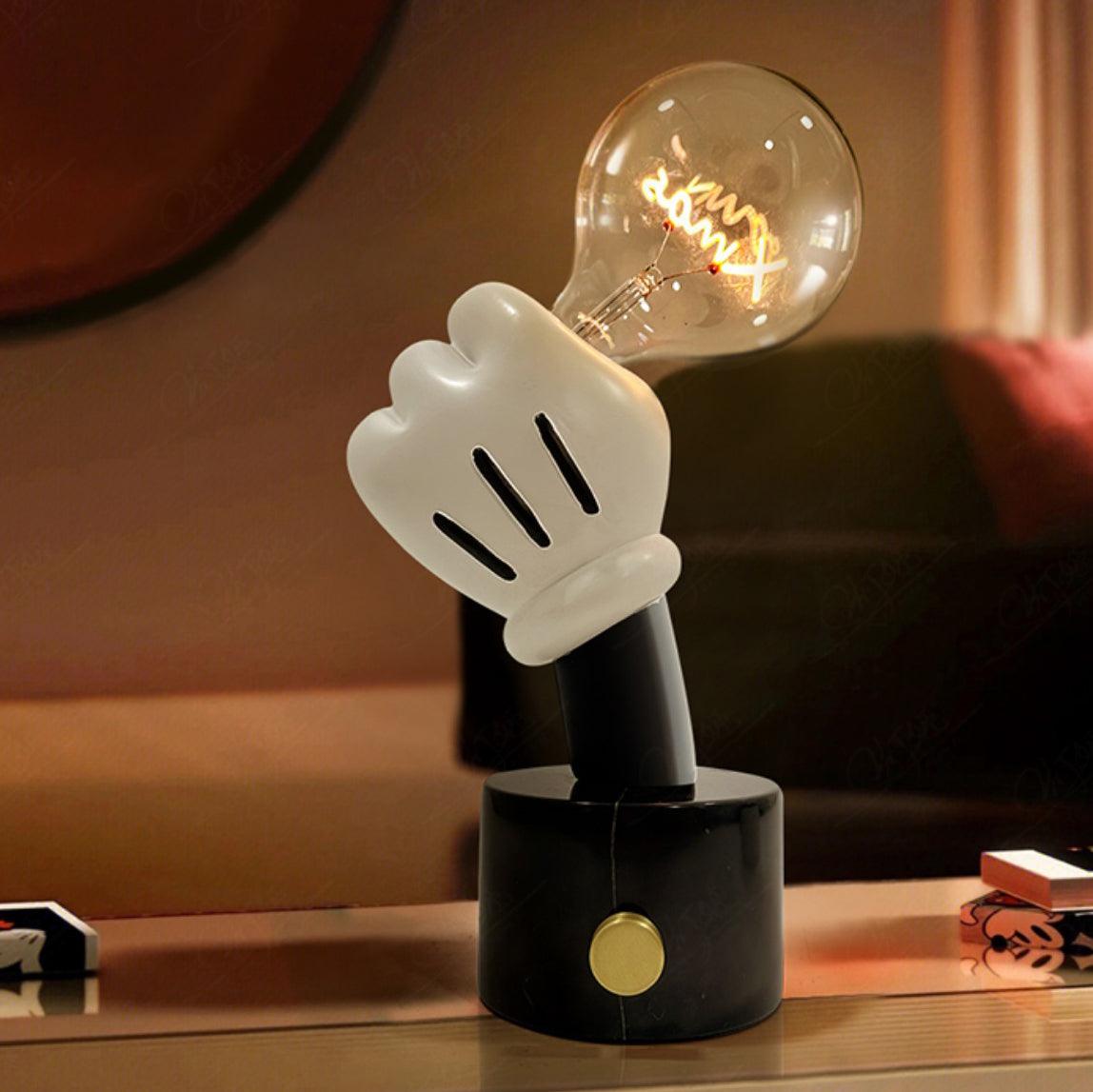 Lampe à poser moderne Cyric en Blanc marbre et transparent