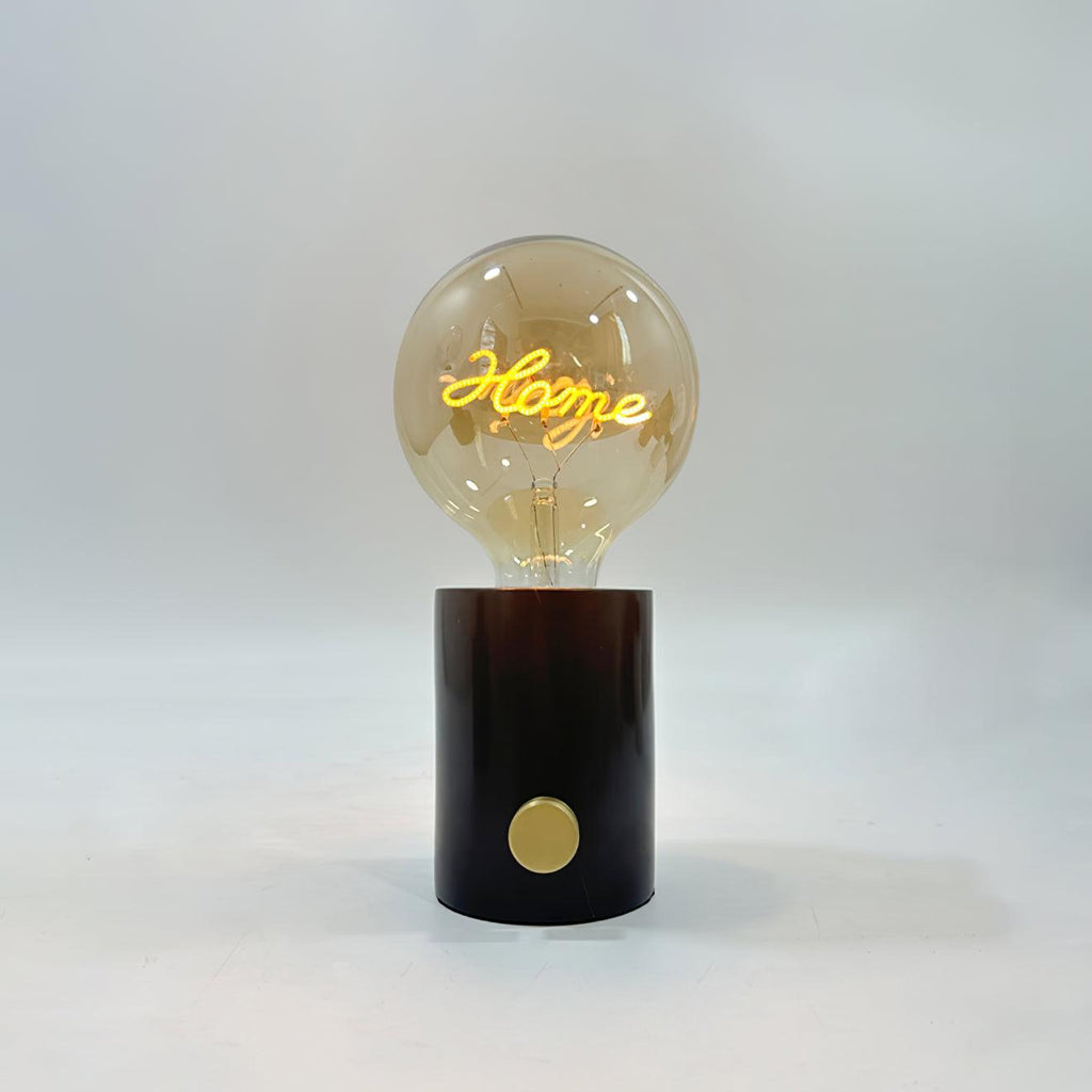 Lampe à poser moderne Cyric en Noir marbre et Cognac