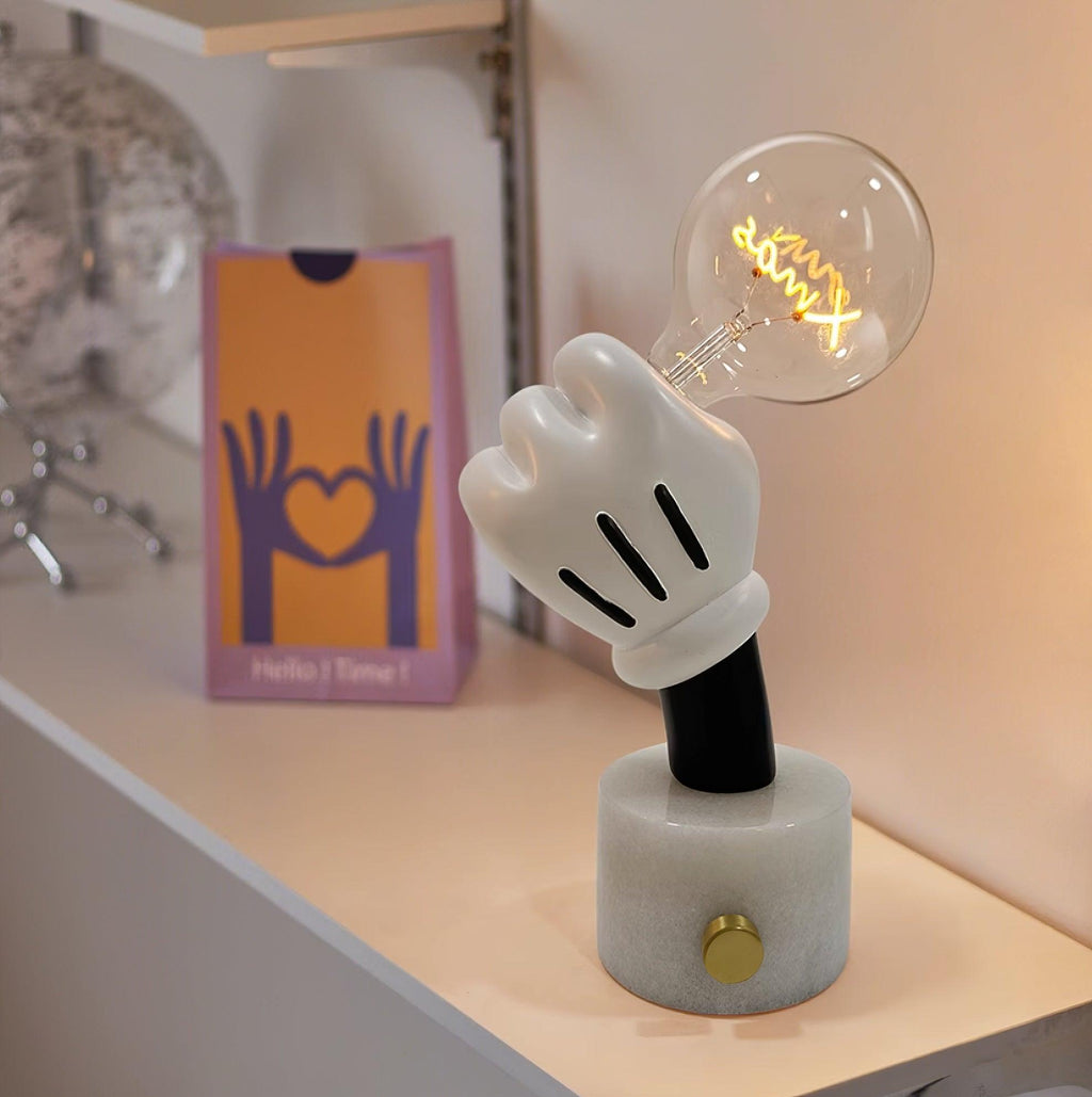 Lampe à poser moderne Cyric en Blanc marbre et transparent
