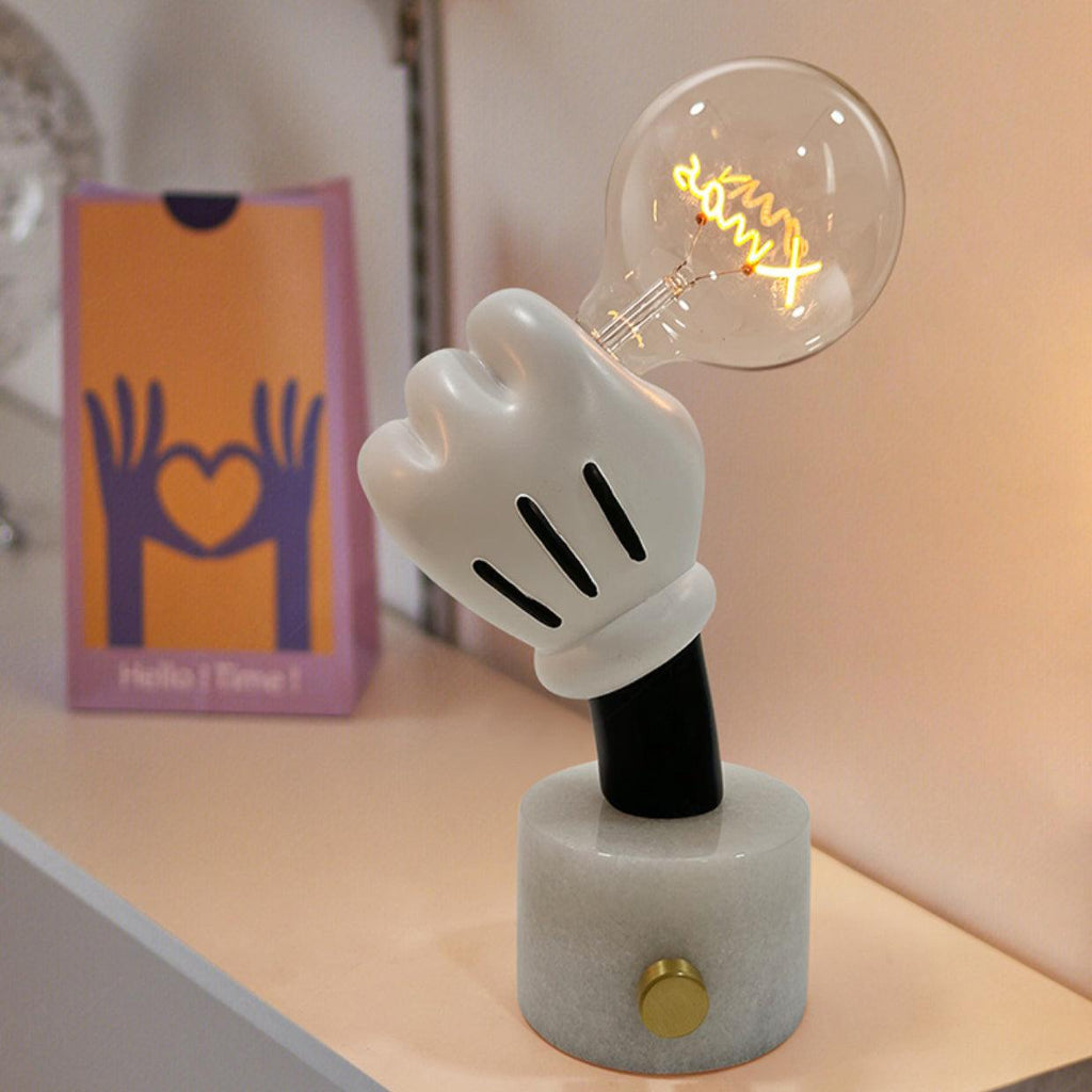 Lampe à poser moderne Cyric en Noir marbre et Cognac