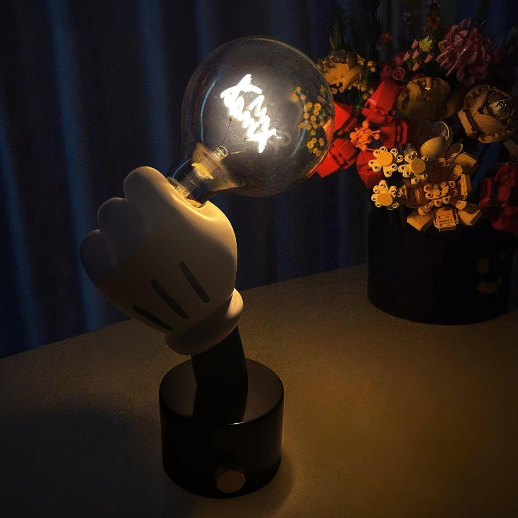 Lampe à poser moderne Cyric en Blanc marbre et Cognac