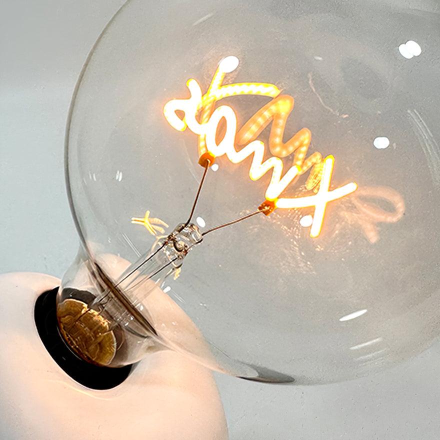Lampe à poser moderne Cyric en Blanc marbre et transparent