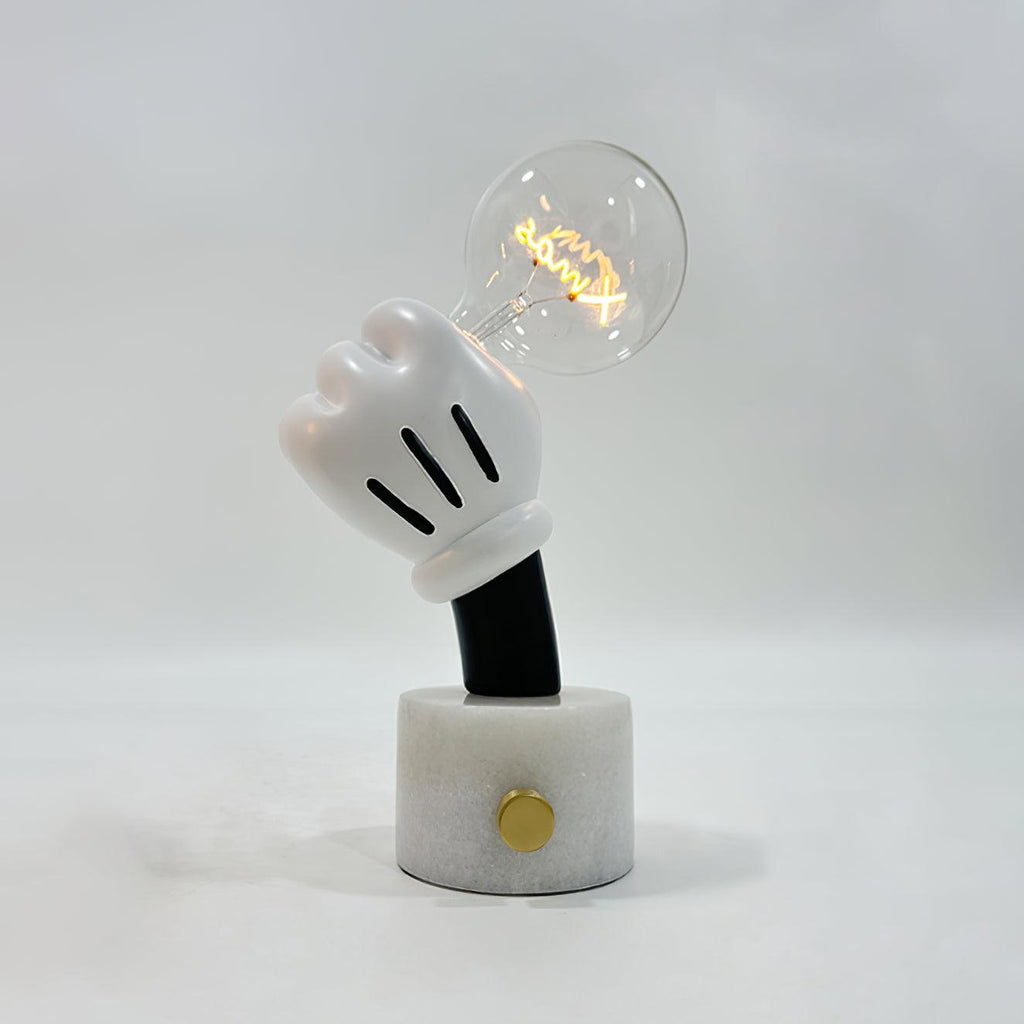 Lampe à poser moderne Cyric en Blanc marbre et transparent