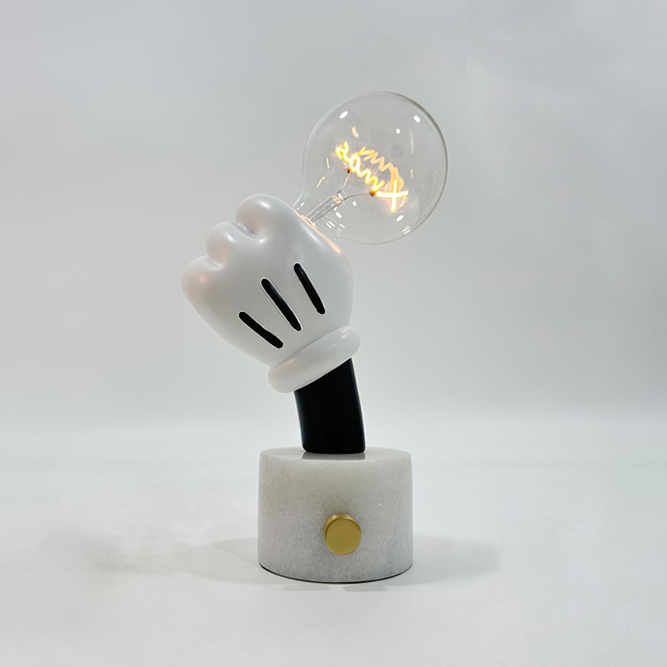 Lampe à poser moderne Cyric en Blanc marbre et transparent