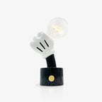 Lampe à poser moderne Cyric en Blanc marbre et transparent