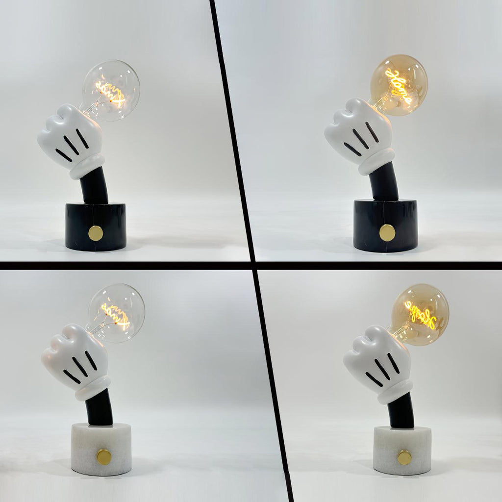 Lampe à poser moderne Cyric en Noir marbre et transparent
