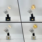 Lampe à poser moderne Cyric en Blanc marbre et Cognac