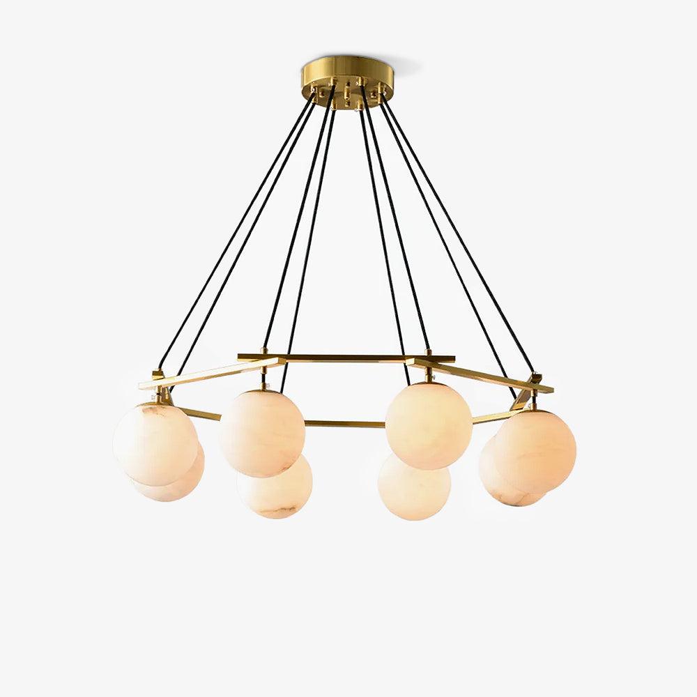 Lustre moderne Isleif en Laiton et albâtre blanc