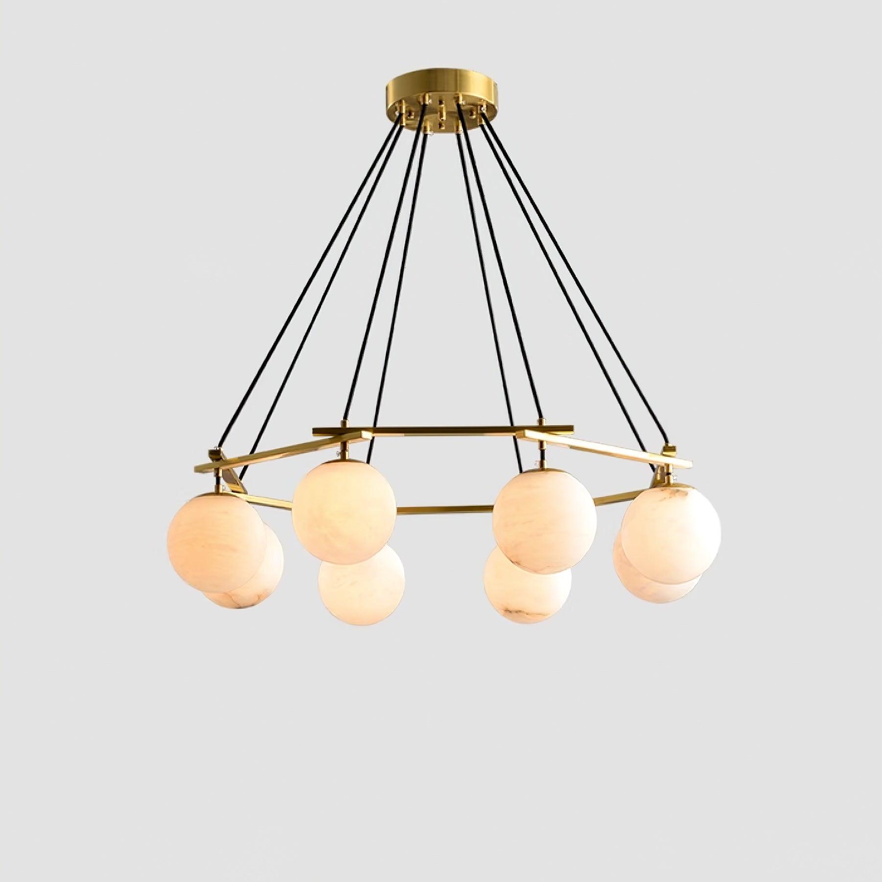Lustre moderne Isleif en Laiton et albâtre blanc