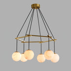 Lustre moderne Isleif en Laiton et albâtre blanc