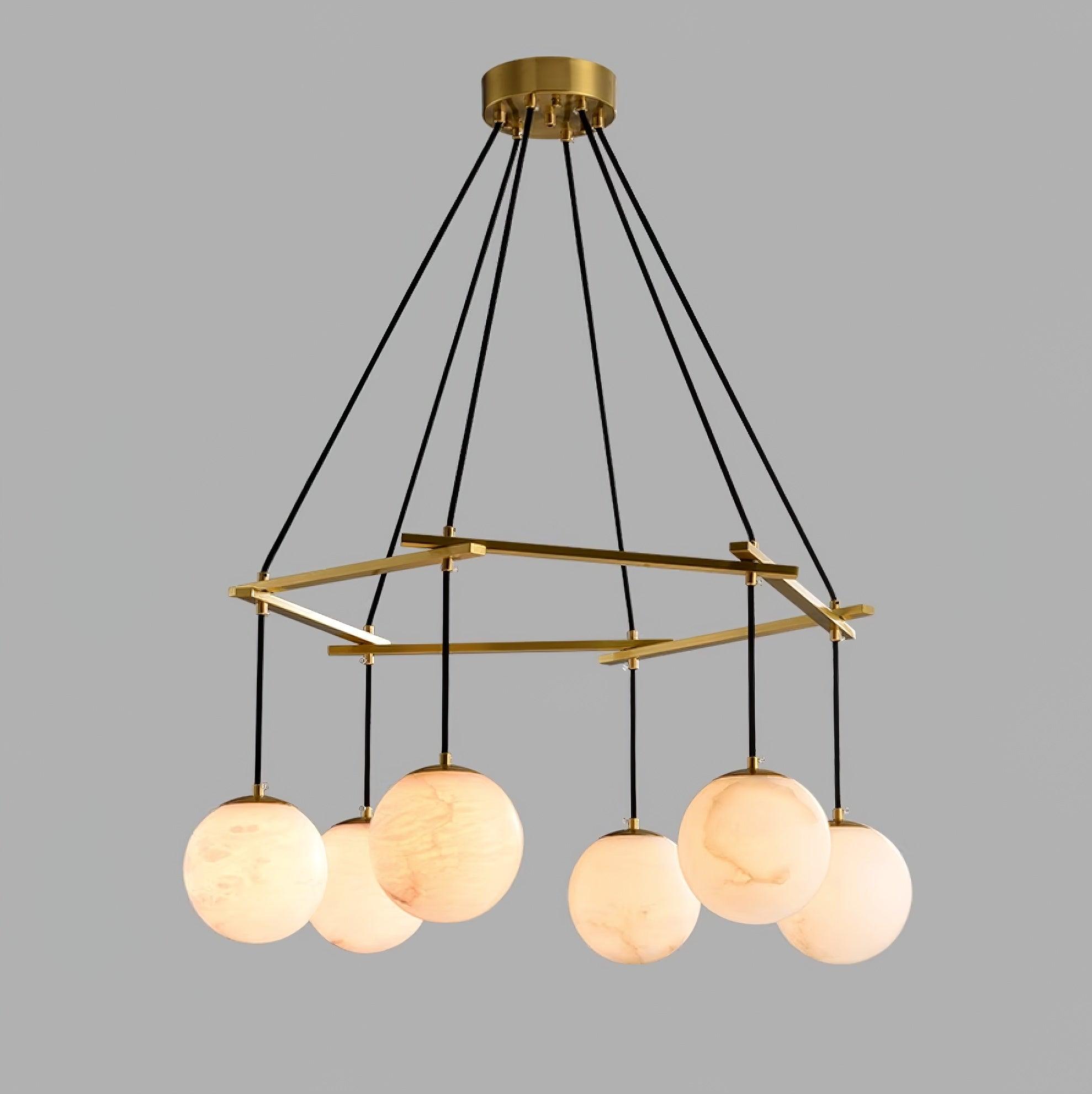 Lustre moderne Isleif en Laiton et albâtre blanc