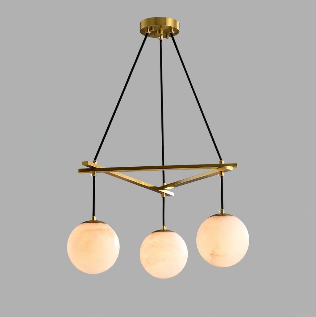 Lustre moderne Isleif en Laiton et albâtre blanc