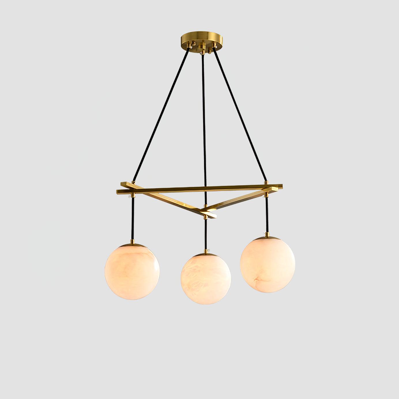 Lustre moderne Isleif en Laiton et albâtre blanc