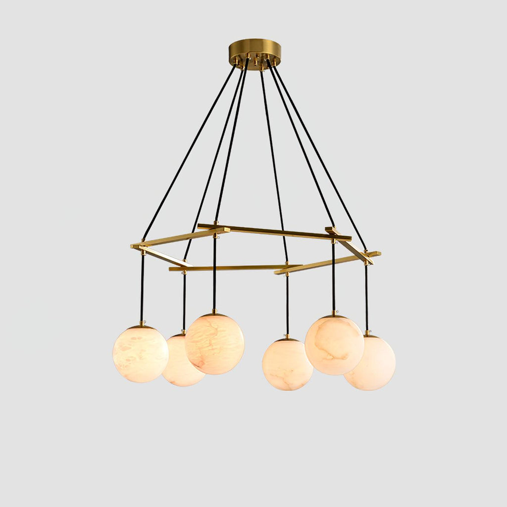 Lustre moderne Isleif en Laiton et albâtre blanc
