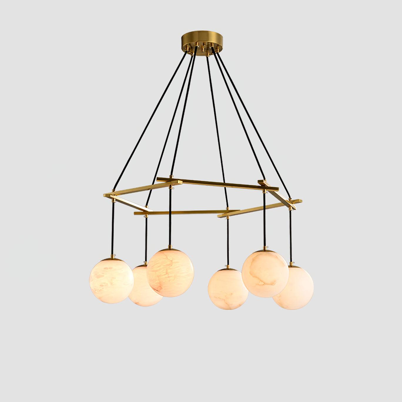 Lustre moderne Isleif en Laiton et albâtre blanc