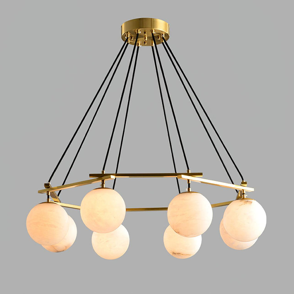 Lustre moderne Isleif en Laiton et albâtre blanc