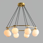Lustre moderne Isleif en Laiton et albâtre blanc