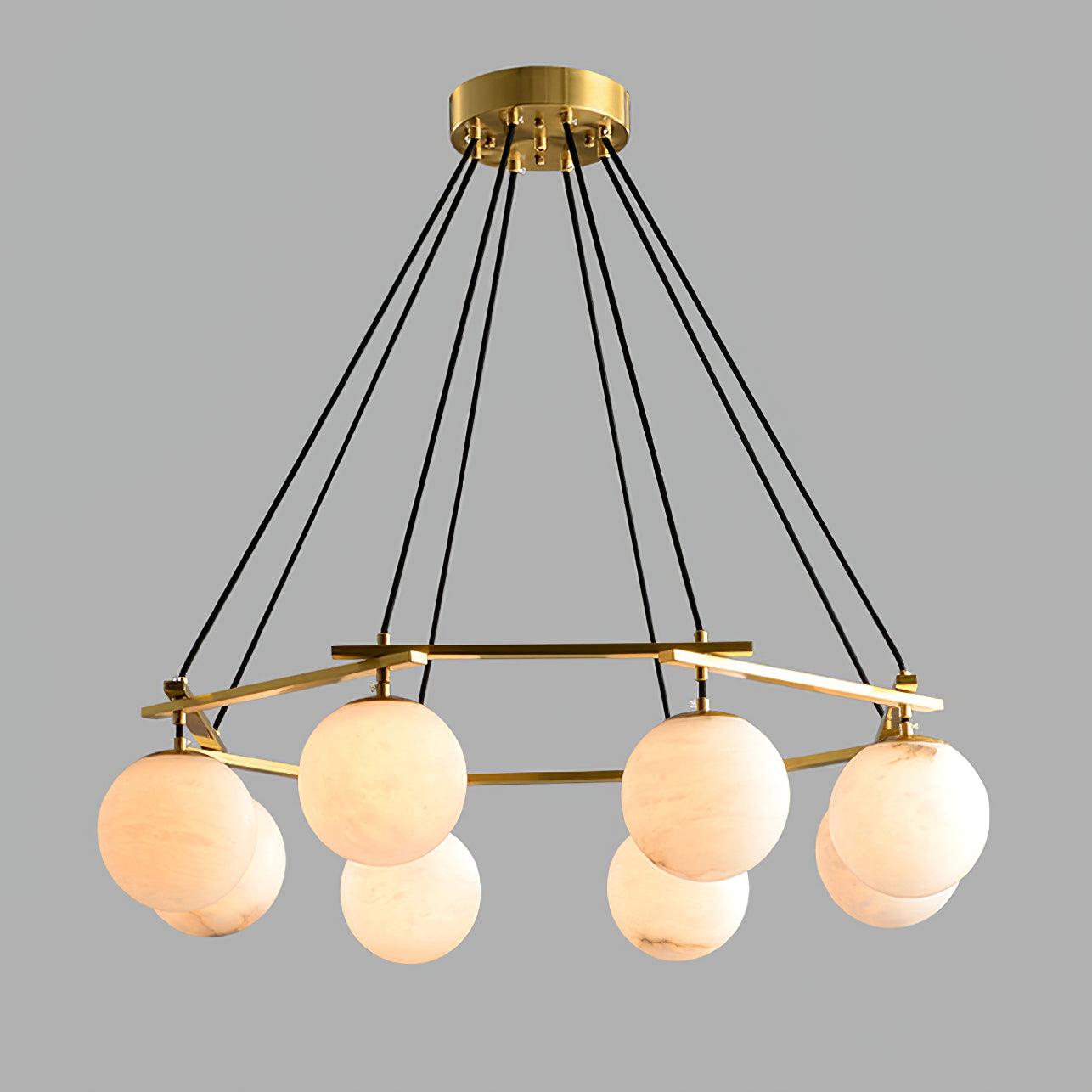 Lustre moderne Isleif en Laiton et albâtre blanc