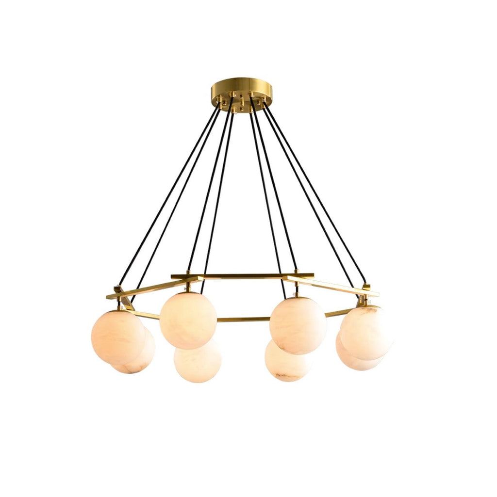 Lustre moderne Isleif en Laiton et albâtre blanc