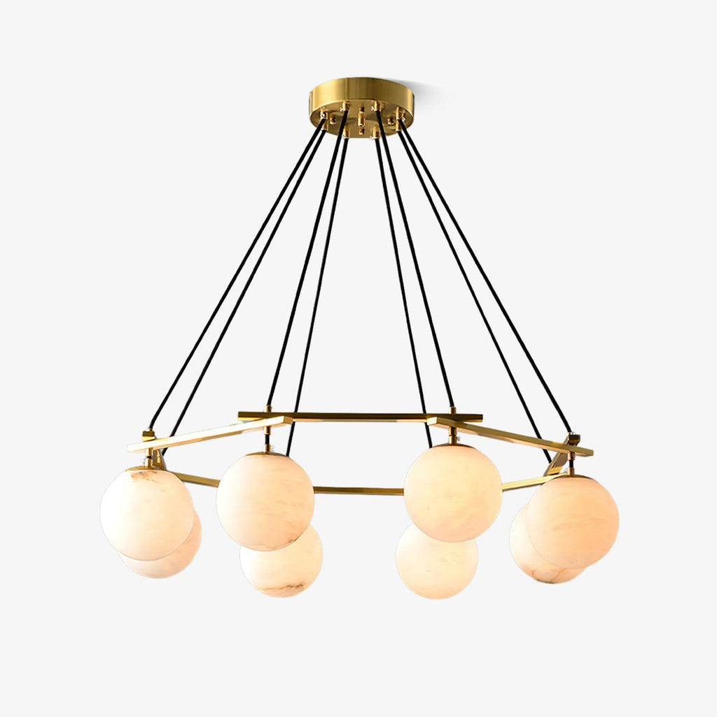 Lustre moderne Isleif en Laiton et albâtre blanc