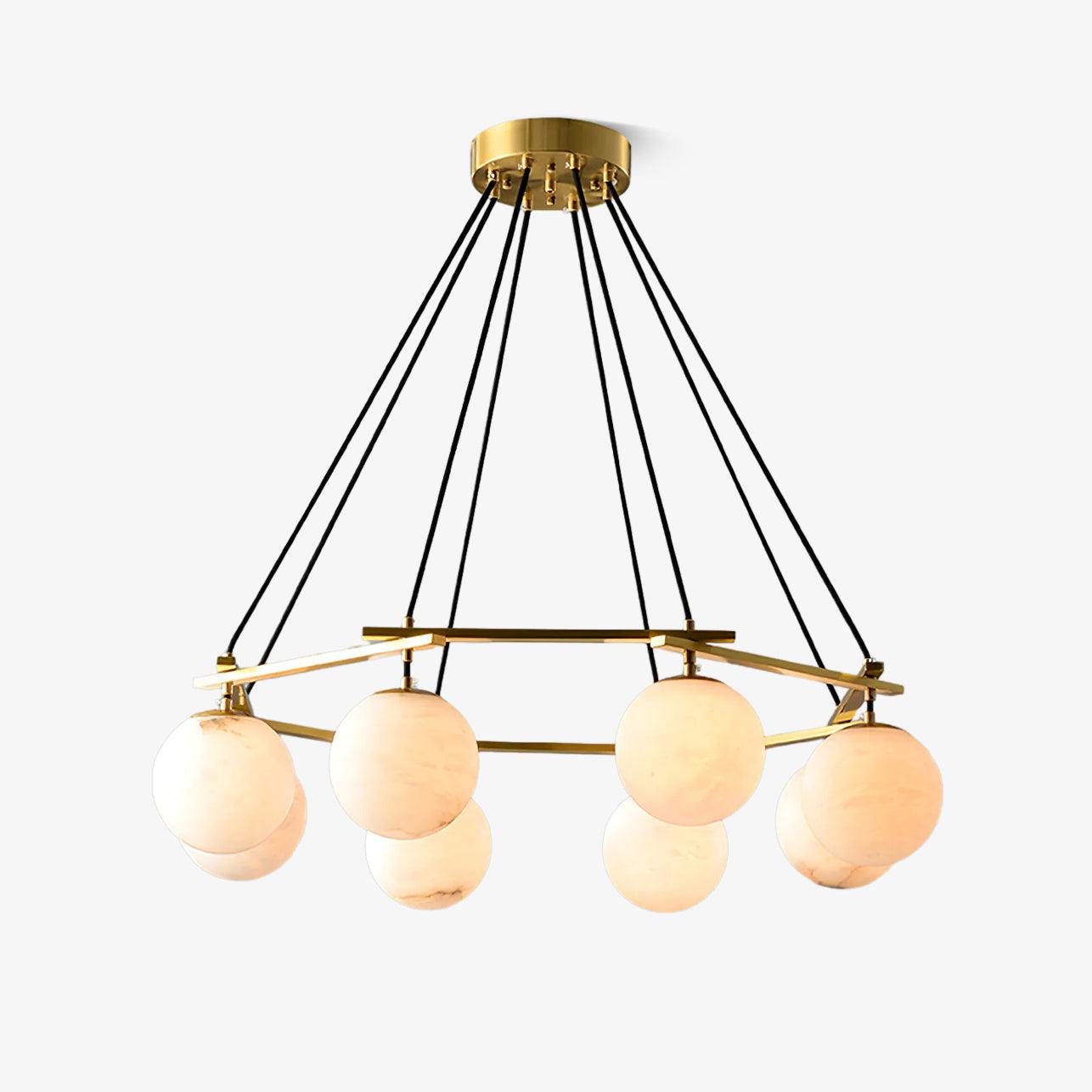 Lustre moderne Isleif en Laiton et albâtre blanc
