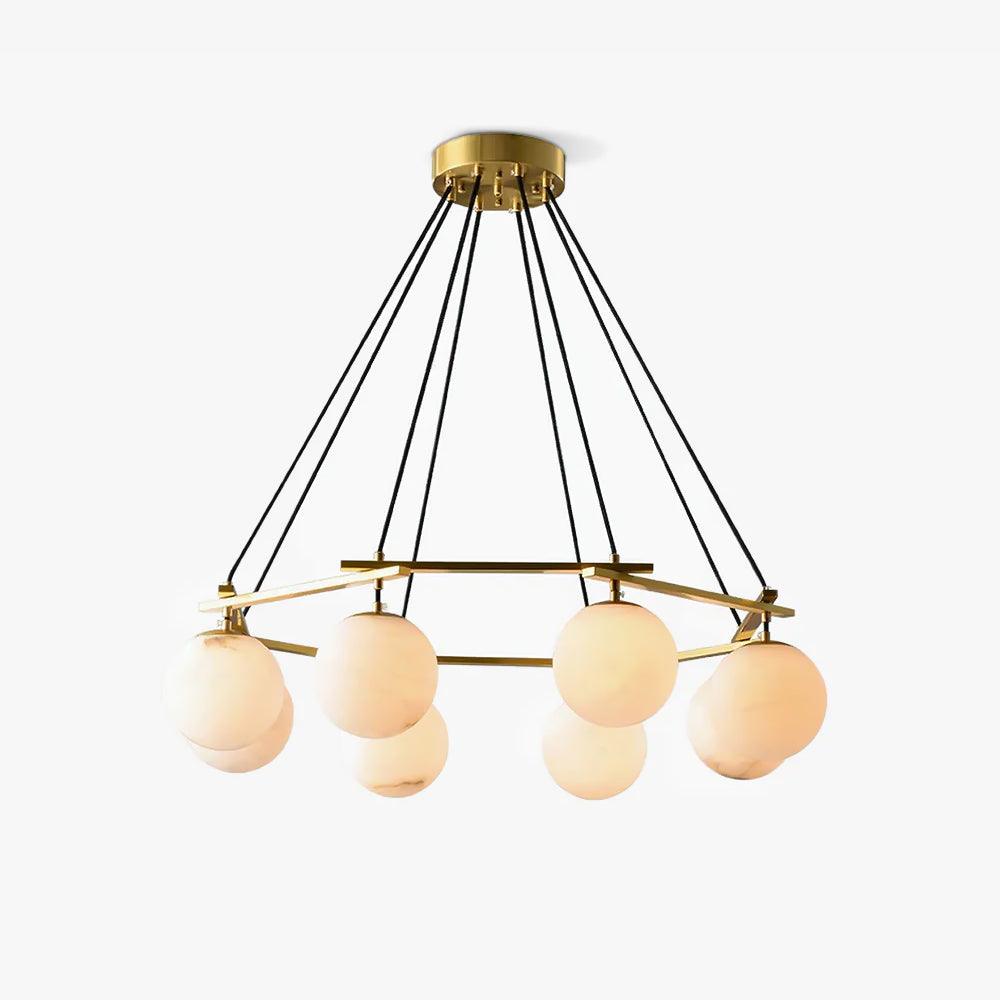 Lustre moderne Isleif en Laiton et albâtre blanc