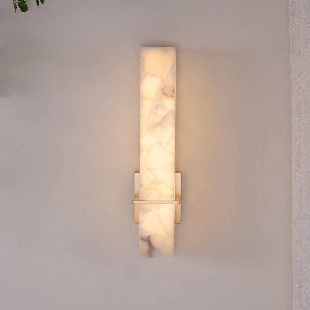 Applique murale moderne Conrad en Albâtre Laiton et blanc