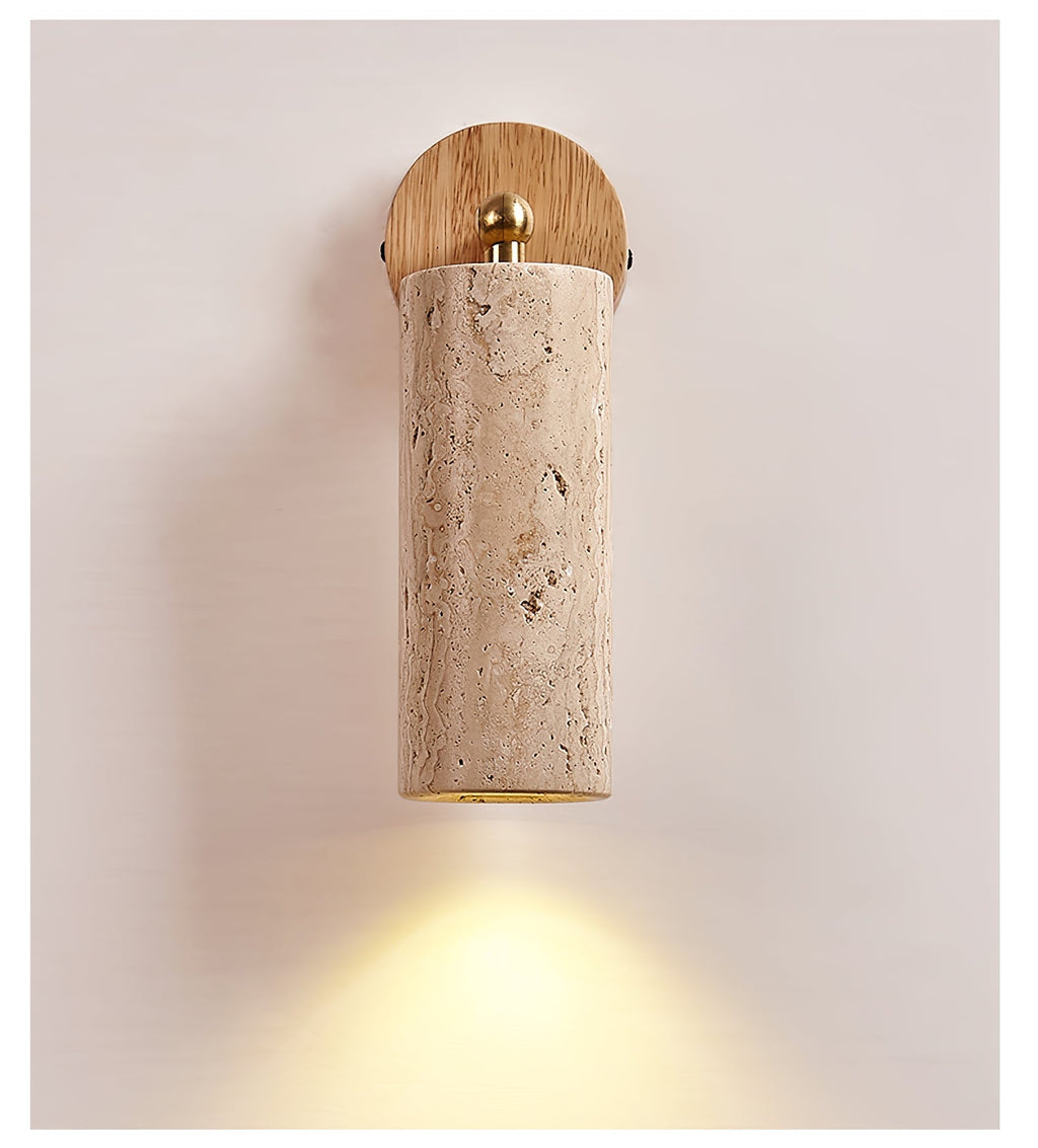 Applique murale moderne Albert en Bois et travertin jaune
