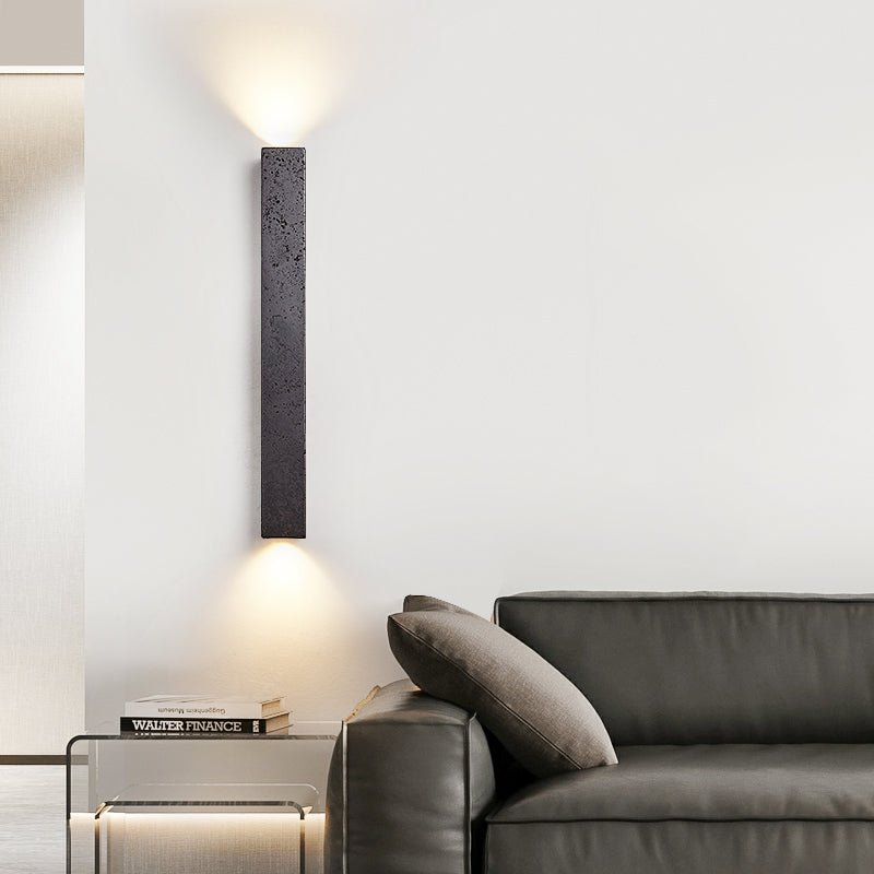 Applique murale moderne Fielding en pierre Noir travertin