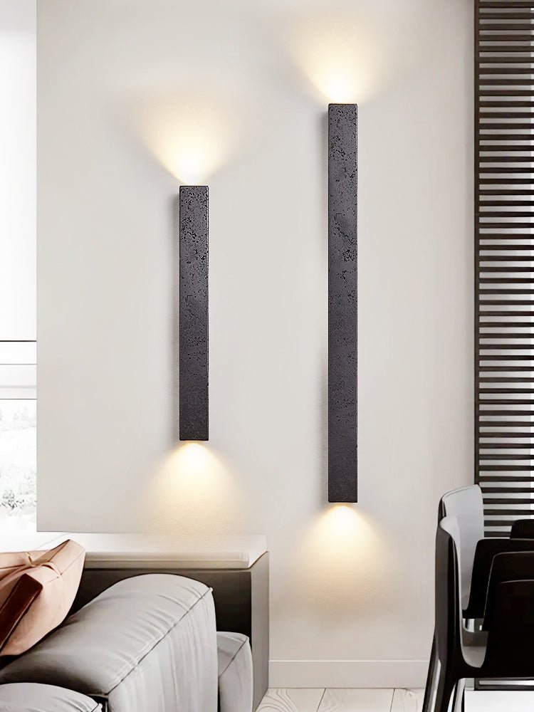 Applique murale moderne Fielding en pierre Noir travertin