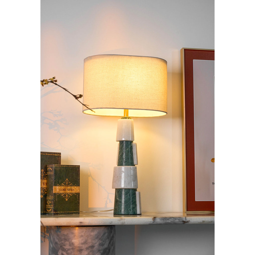 Lampe à poser moderne Dadi en Marbre Vert et blanc