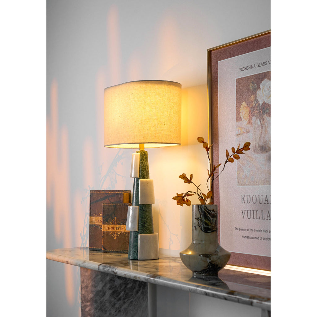 Lampe à poser moderne Dadi en Marbre Vert et blanc