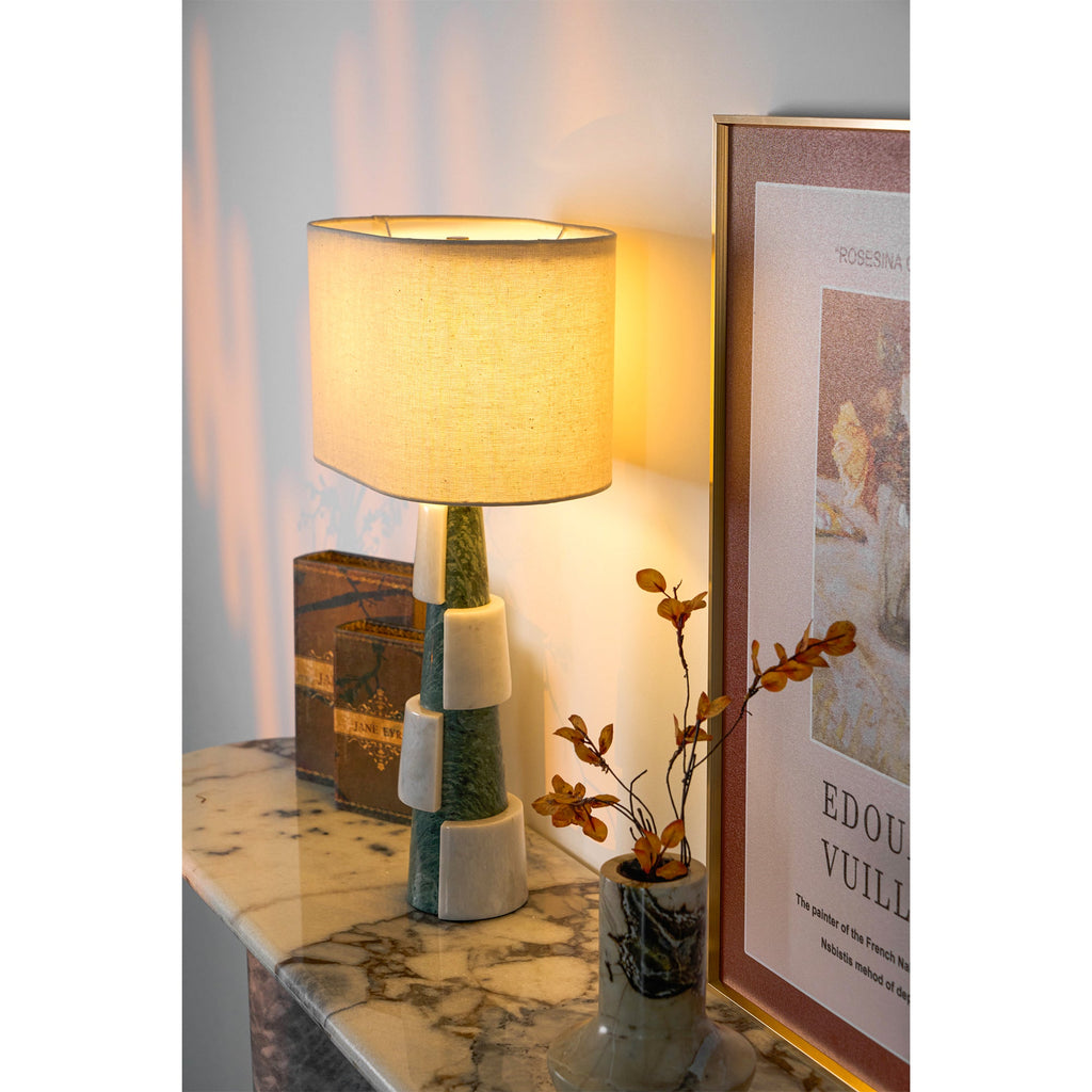Lampe à poser moderne Dadi en Marbre Vert et blanc