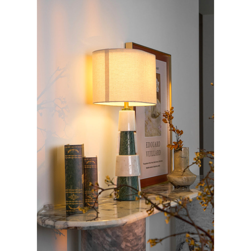 Lampe à poser moderne Dadi en Marbre Vert et blanc