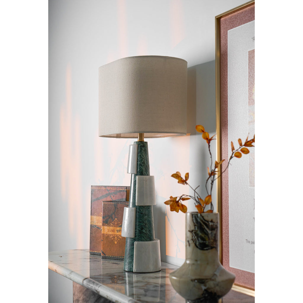 Lampe à poser moderne Dadi en Marbre Vert et blanc