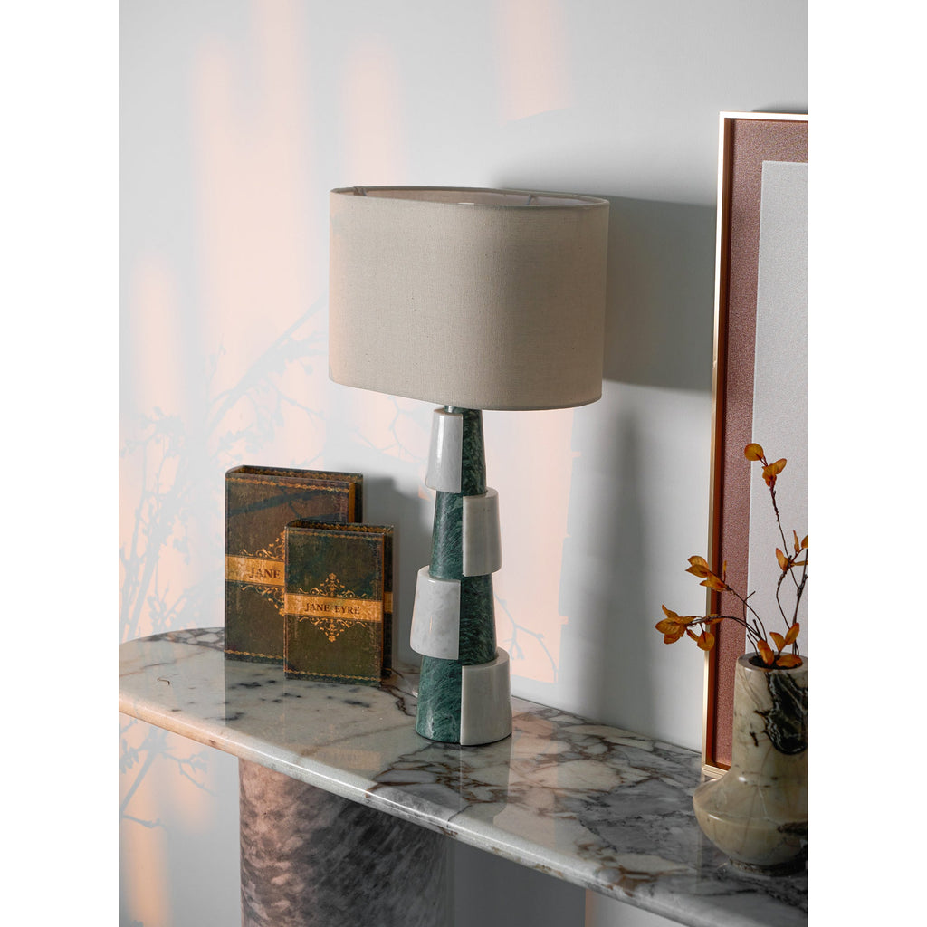 Lampe à poser moderne Dadi en Marbre Vert et blanc
